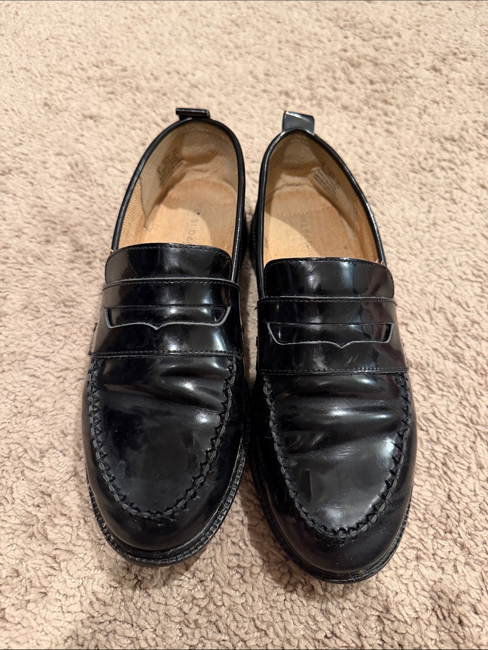 Kelsi Dagger Black Patent Penny Loafers